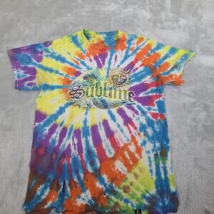 Vintage Sublime Tie Dye Sun Wave Band Tee 420 Label Medium Rare Distressed Y2K